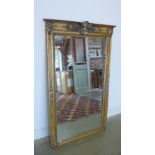 A French 19th century Empire gilt over mantle mirror - Height 157cm x Width 96cm