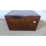 A large Victorian inlaid walnut box with parquetry Tunbridge banding partially fitted interior -