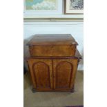 A Continental burr walnut cabinet with six fitted internal drawers - 94cm x 76cm