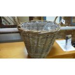 A wicker log basket