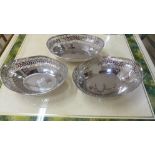 Three pierced plated bread/fruit bowls - Height 11cm x Width 37cm - as new