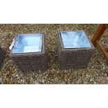 A pair of Bramblecrest small planters with zinc containers