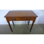 An Edwardian satinwood side table with single frieze drawer - Height 73cm x 84cm x 45cm