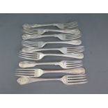 Three silver hallmarked Kings pattern dessert forks Birmingham 1913-14 and 1916-17,