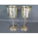 A pair of commemorative silver goblets 1977 London maker JAD - approx total weight 15 troy oz -