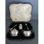 A silver cruet set with replacement pepper - Total weight approx.