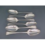 Six silver hallmarked serving spoons different dates and makers approx weight 13 troy oz all with