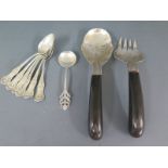 A set of six silver teaspoons, a Norwegian T H Marthinsen spoon,