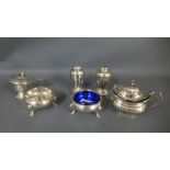 Six silver cruet pieces all with some dents or damage approx weight of silver 6 troy oz