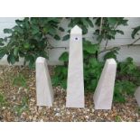 Three limestone obelisks - Height 70cm x 50cm