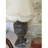 A granite table lamp and shade Condition report: In working order