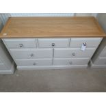 A painted ex display seven drawer chest - Height 77cm x Width 120cm x Depth 40cm