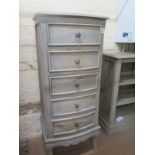 A solid mango wood five drawer tallboy - Height 120cm x Width 50cm x Depth 40cm