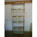 A French brass etagere with glass shelves 1960's - Height 201cm x 74cm x 37cm