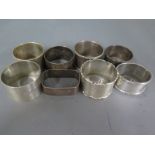 Eight silver napkin rings, different designs and size - Weight approx.