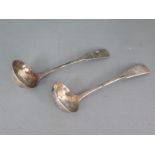 A pair of Georgian Scottish provincial silver ladles - Length 14cm - approx weight 1.