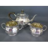 A Mappin and Webb three piece silver tea set Sheffield 1924/25 - Weight approx 37 troy oz - in good