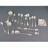 A selection of assorted silver flatware and an ashtray - total approx weight 9 troy oz - all clean