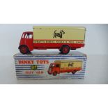 Dinky Toys No 917 guy van with Spratts Livery, red cab and chassis with red Supertoys hubs,