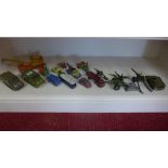 A selection of vintage Diecast vehicles and guns - 18 in total - all playworn