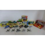 A collection of diecast vehicles including Corgi,