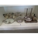 A quantity of assorted plated ware including a four piece tea service,