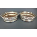 A pair of Georgian silver wine coasters - Diameter 15cm - clean condition,