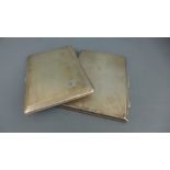 Two silver cigarette cases approx weight 13 troy oz - both in useable condition