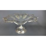 A silver dish on stand with pierced decoration Birmingham 1906/07 - Height 12cm,