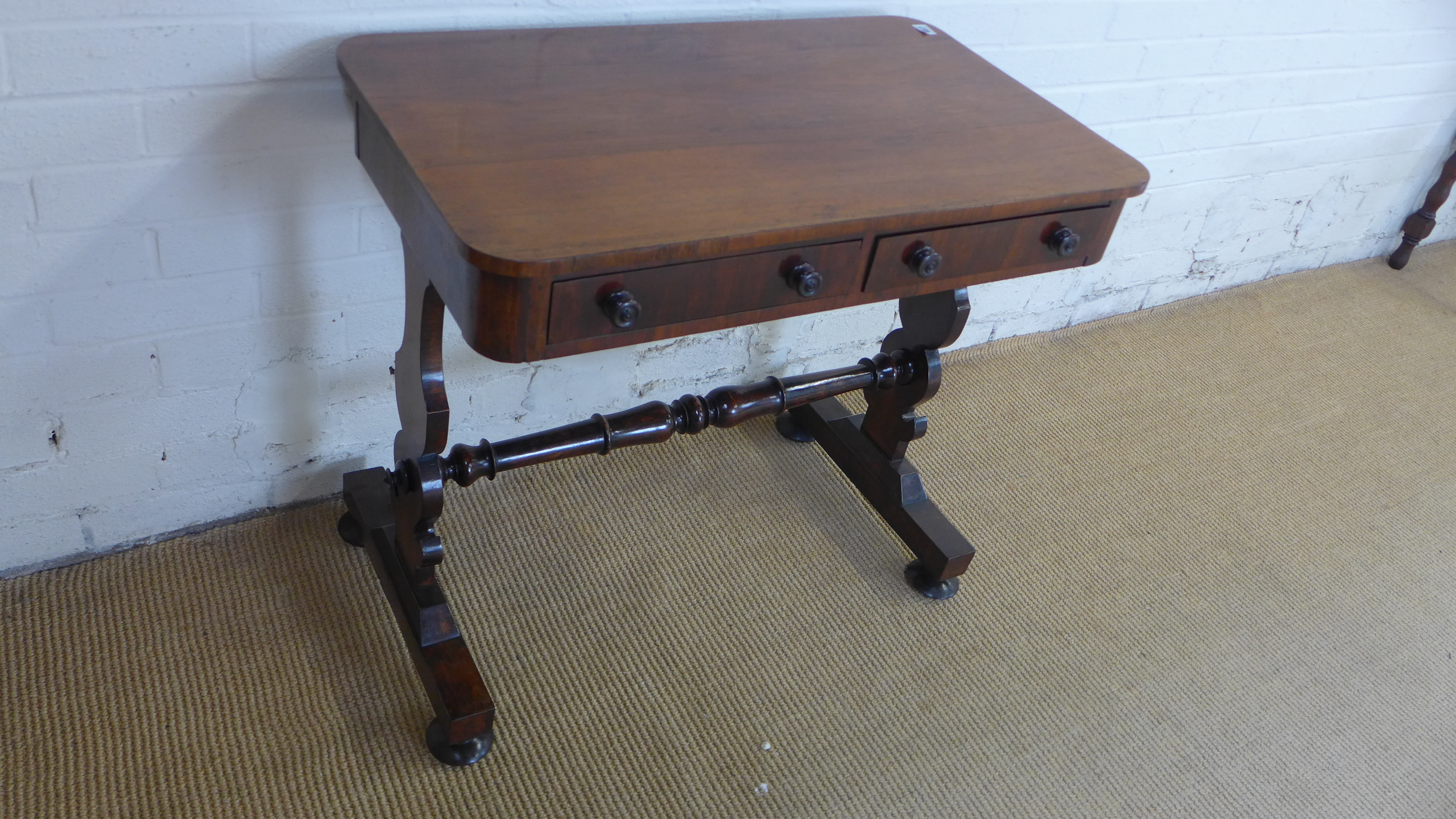 A 19th century rosewood stretcher table with two frieze drawers on shaped supports - Height 72cm x - Image 2 of 2