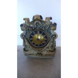 A Continental bronze pillar clock movement striking on a bell - missing pendulum - Height 39cm x