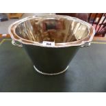 An oval plated champagne bucket with two handles - Height 22cm
