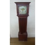 An oak 30 hour longcase with a convex painted 12" dial,