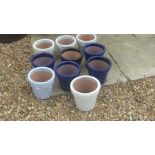 Ten assorted glazed plant pots - diameter 20cm