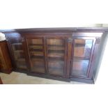 A 19th century mahogany breakfront bookcase - Height 129cm x 235cm x Depth 43cm - comes apart to