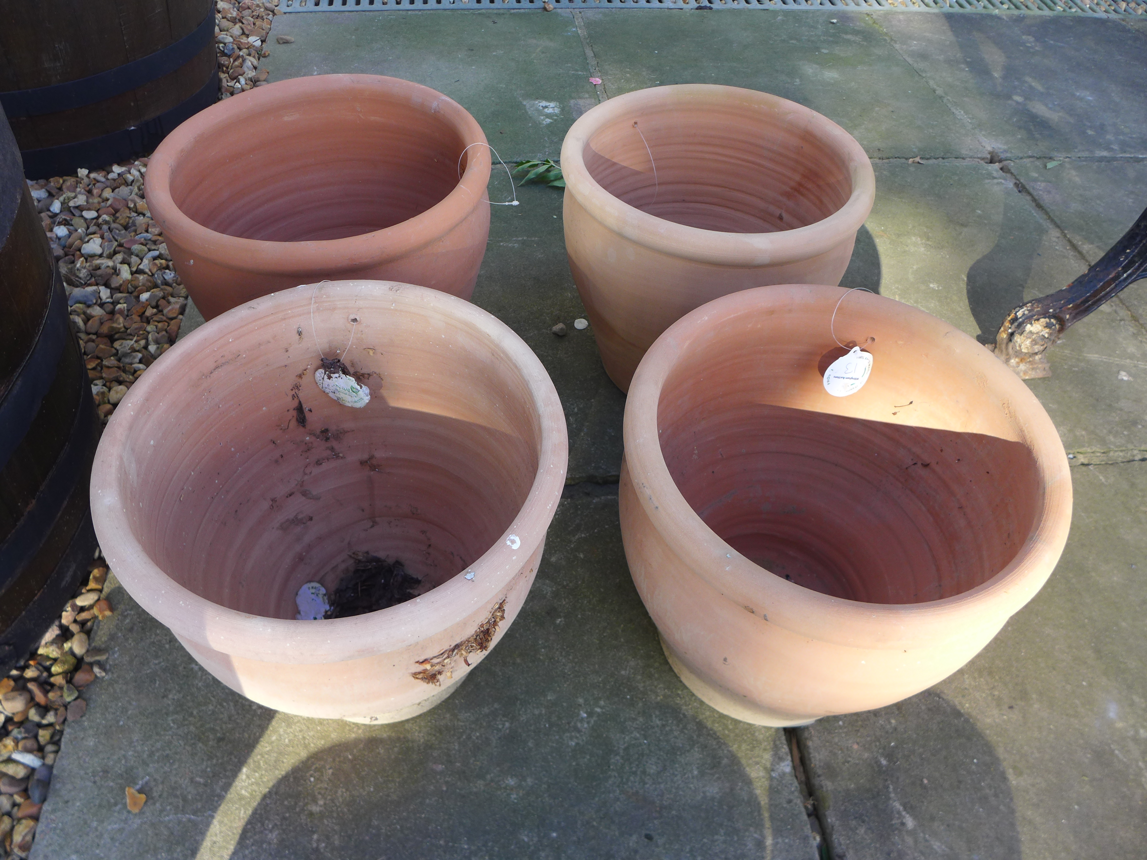 Four terracotta pots - diameter 30cm