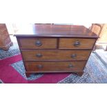 An 19thc mahogany four drawer chest - Height 79cm x Width 102cm x Depth 52cm