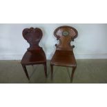Two 19th century mahogany Hall chairs - with restorations