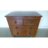 A 19th century mahogany chest with two short over two long drawers - Height 88cm x 90cm x 51cm