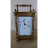 A late 19th century French Carriage clock - Height 15cm - Working