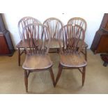 Five ash and elm kitchen chairs