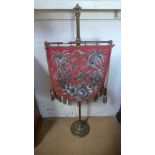 A brass fire screen with bead work design - Height 120cm x Width 42cm