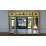 A three plate gilt framed over mantle mirror - 105cm x 76cm