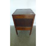 A Georgian mahogany tambour front commode - reduced in height