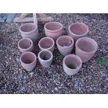 Ten assorted terracotta pots