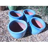 Four blue glaze pots - Height 28cm