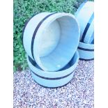 A pair of large painted circular planters - Diameter 57cm