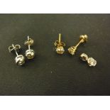 A pair of 15ct yellow gold earrings,