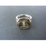 A 9ct yellow gold beer quartz and diamond ring size O - approx weight 5.