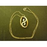 A 9ct yellow gold gems TV diamond pendant and chain - 22 stones total - diamond weight approx. .